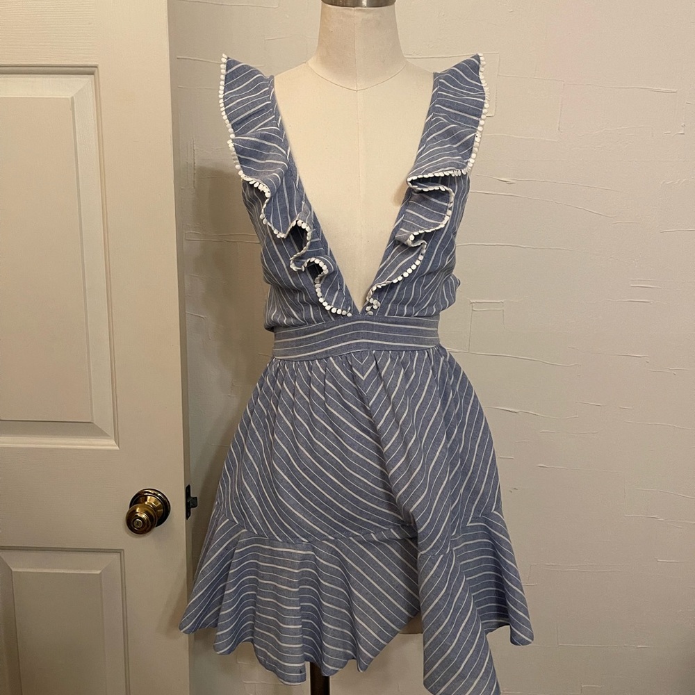 Lost in Lunar Azura Frill Romper in Stripe